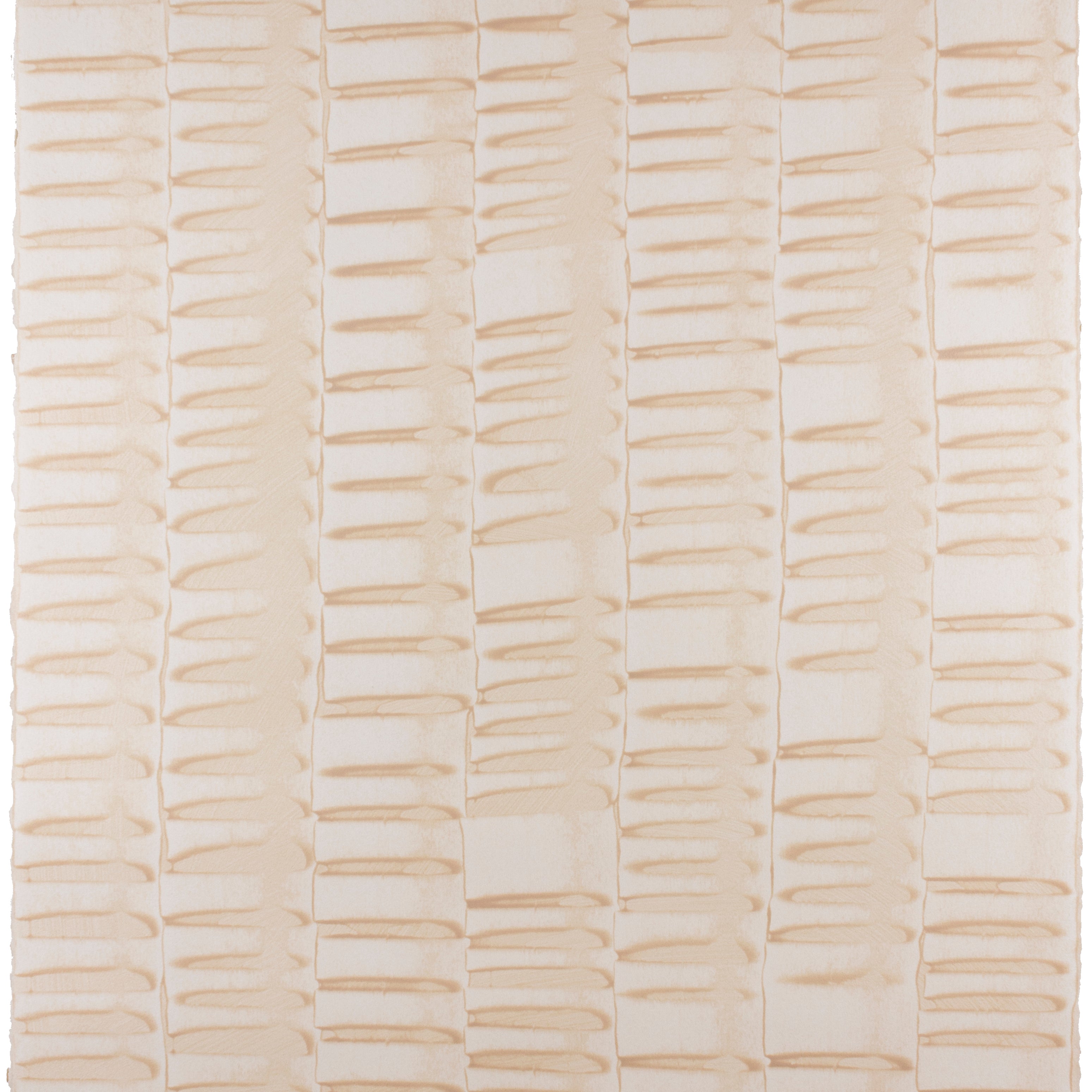 Sheet of hand-painted wallpaper with an undulating ribbon pattern in peach.