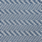 Indoor-Outdoor rug in a zig zag stripe in white and blue.