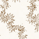 Detail of wallpaper with stripe pattern of stylized dark brown leaves on a cream background