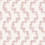 Fabric with stripe pattern of stylized pink leaves on a beige background