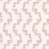 Fabric with stripe pattern of stylized pink leaves on a beige background
