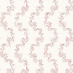 Wallpaper with stripe pattern of stylized pink leaves on a cream background