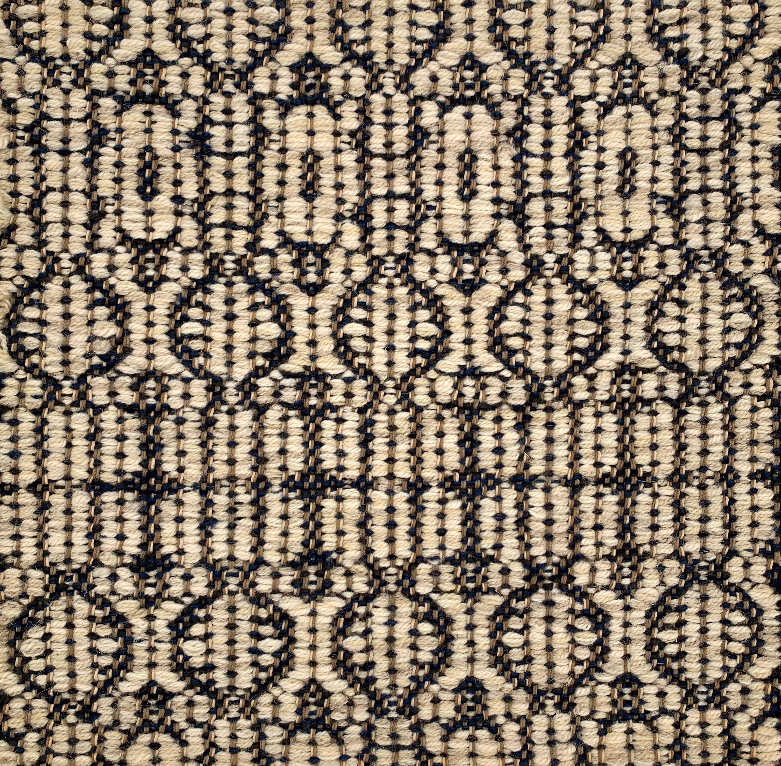 Handwoven rug detail in a contemporary design in black and white