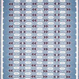 Handwoven rug in a Swedish arrow design in brown and white on a green field. 