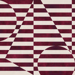 Trompe l'oeil stripe pattern with geometric shapes in cream and burgundy. 