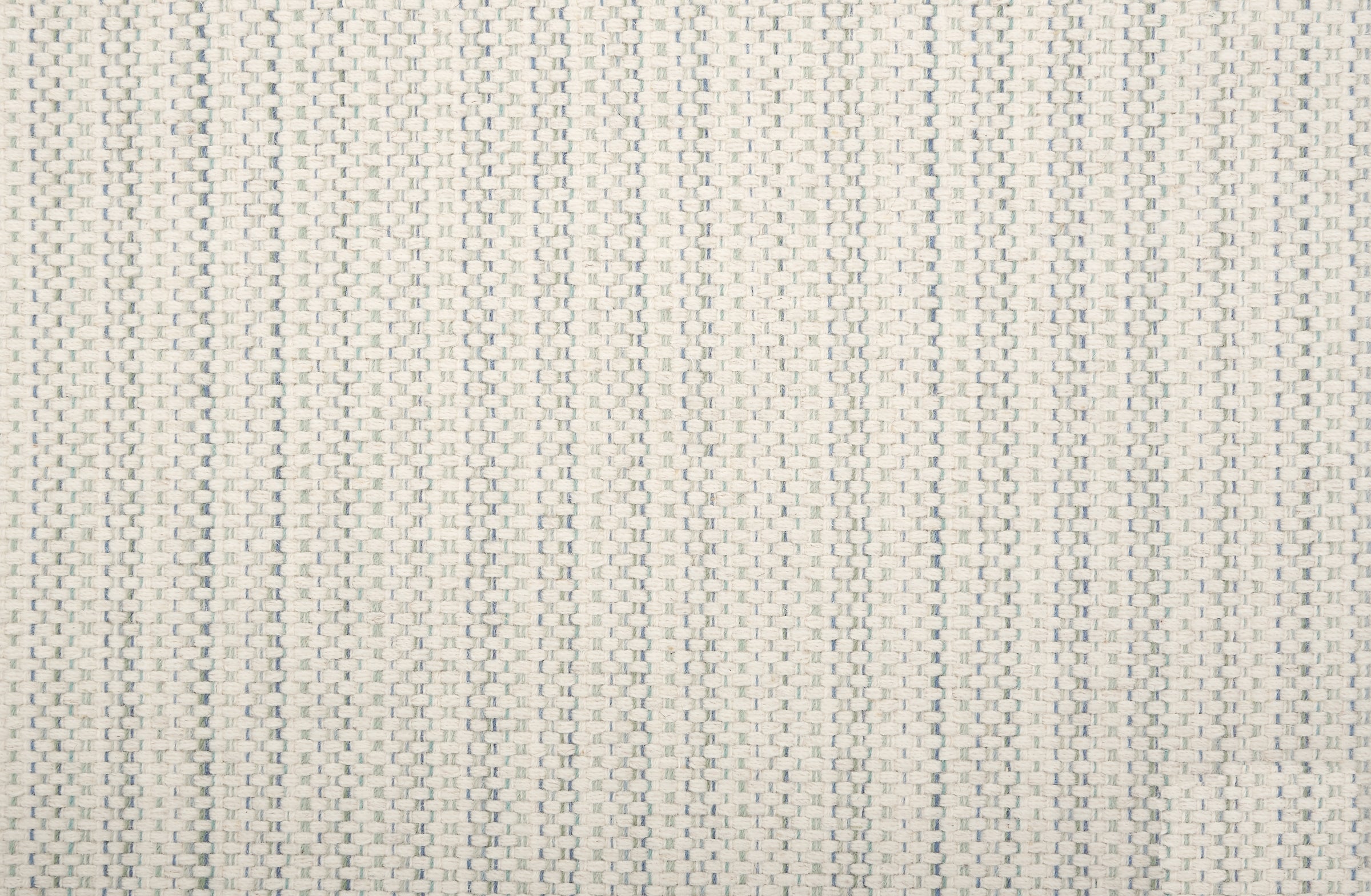 Broadloom carpet in a striated stripe in cream with pastel blue accents.