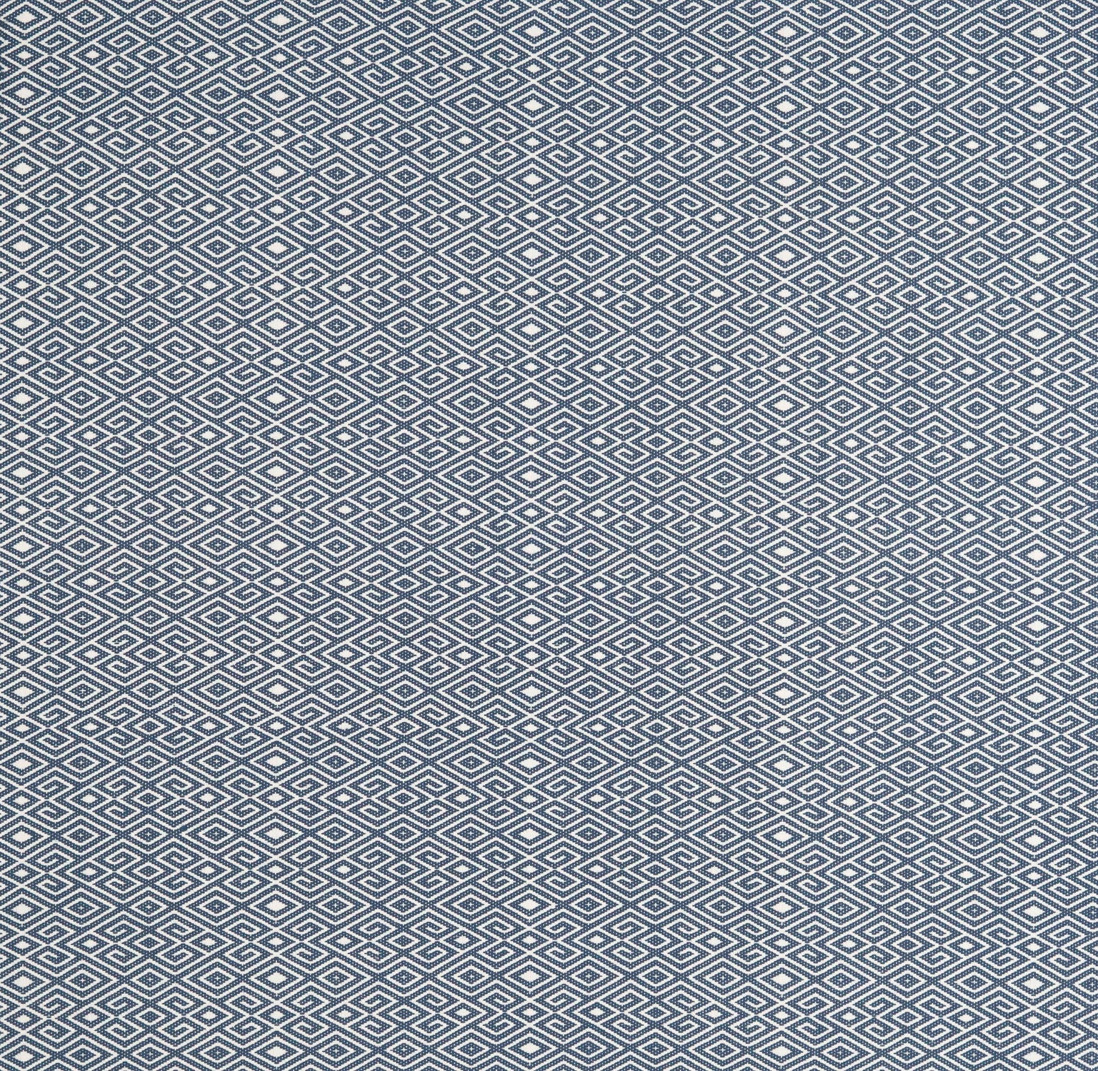 Blue and white patterned geometric fabric