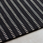 Striped flatweave runner in black and white