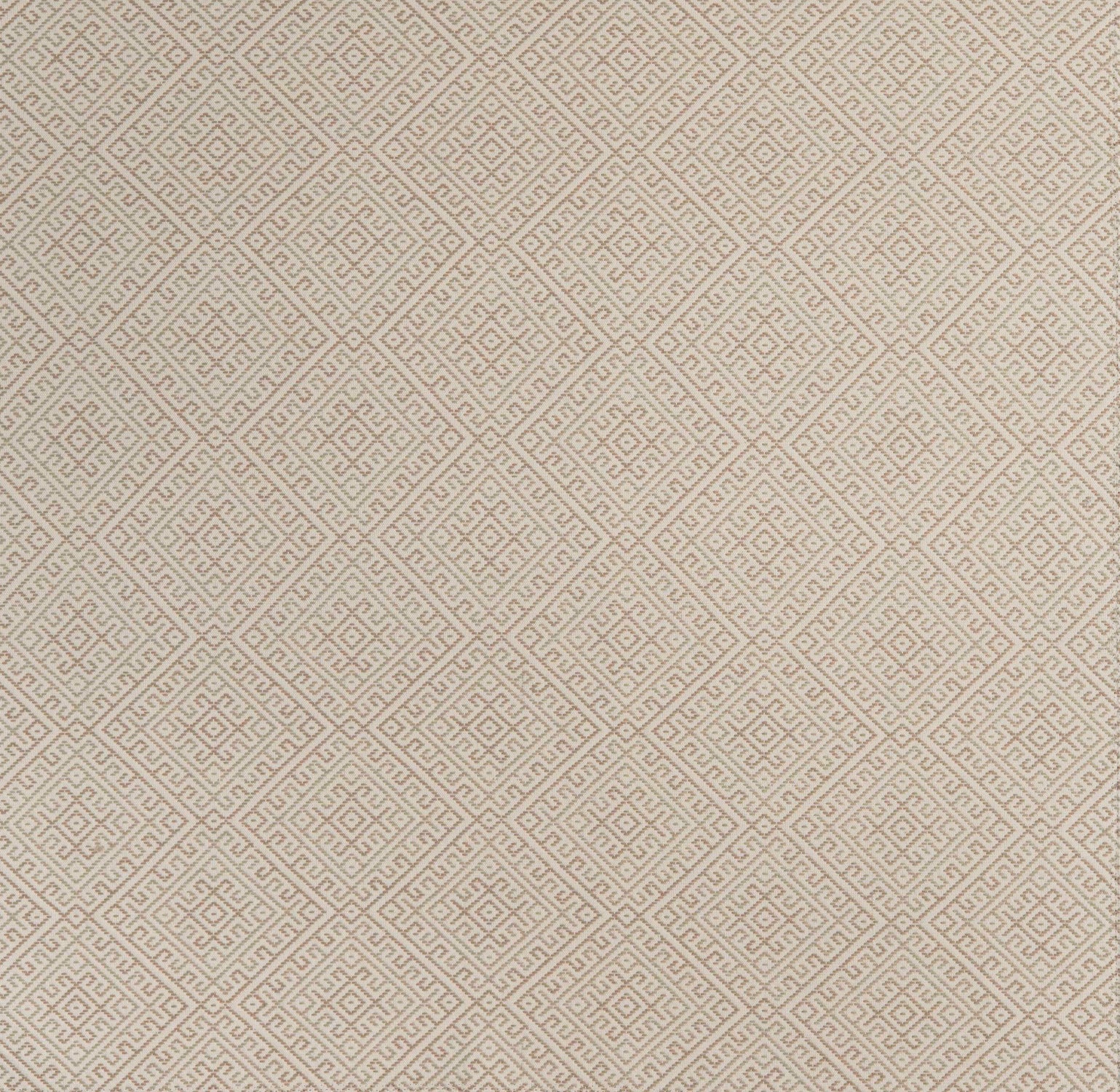 Textured fabric with a diamond pattern in beige on white. 