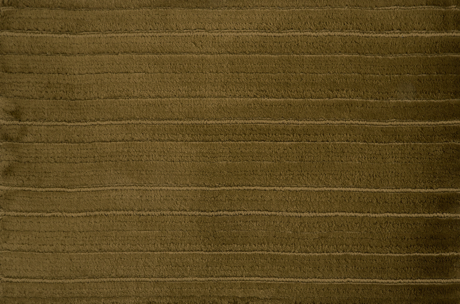 Broadloom carpet with ribbed and cut pile stripe in olive green.