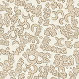 Wallpaper detail in a painterly botanical lace pattern in tonal shades of light taupe and ivory.