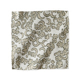 Woven fabric painterly botanical lace pattern in beige. 