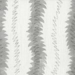 Fabric in a painterly meandering stripe print in shades of gray on a cream field.