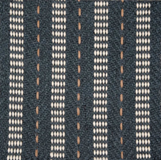 Broadloom carpet swatch in a stripe pattern in a blue design