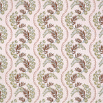 Floral pattern with scrolling stripes in brown and light green.
