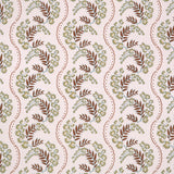 Floral pattern with scrolling stripes in brown and light green.