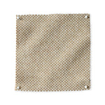 Pinned swatch of woven fabric in beige. 