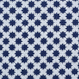 Moroccan star performance fabric in blue on white. 