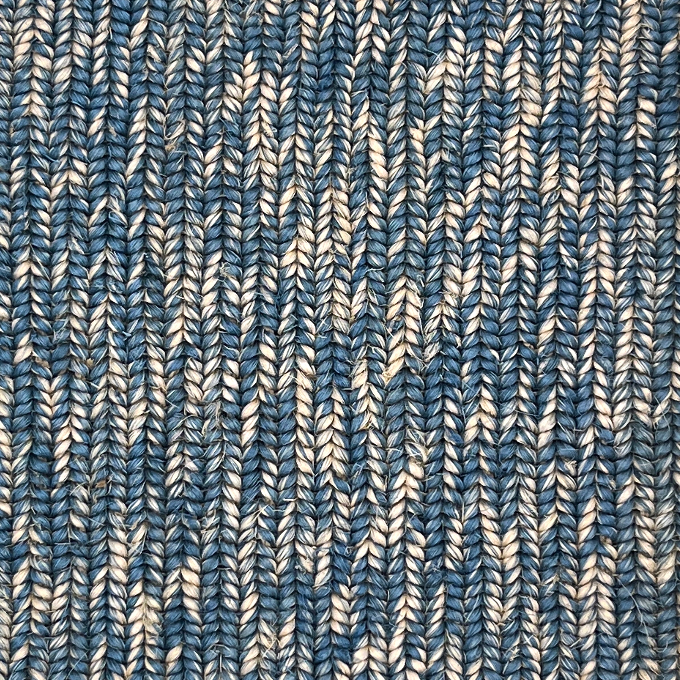 Textured blue and white abaca rug