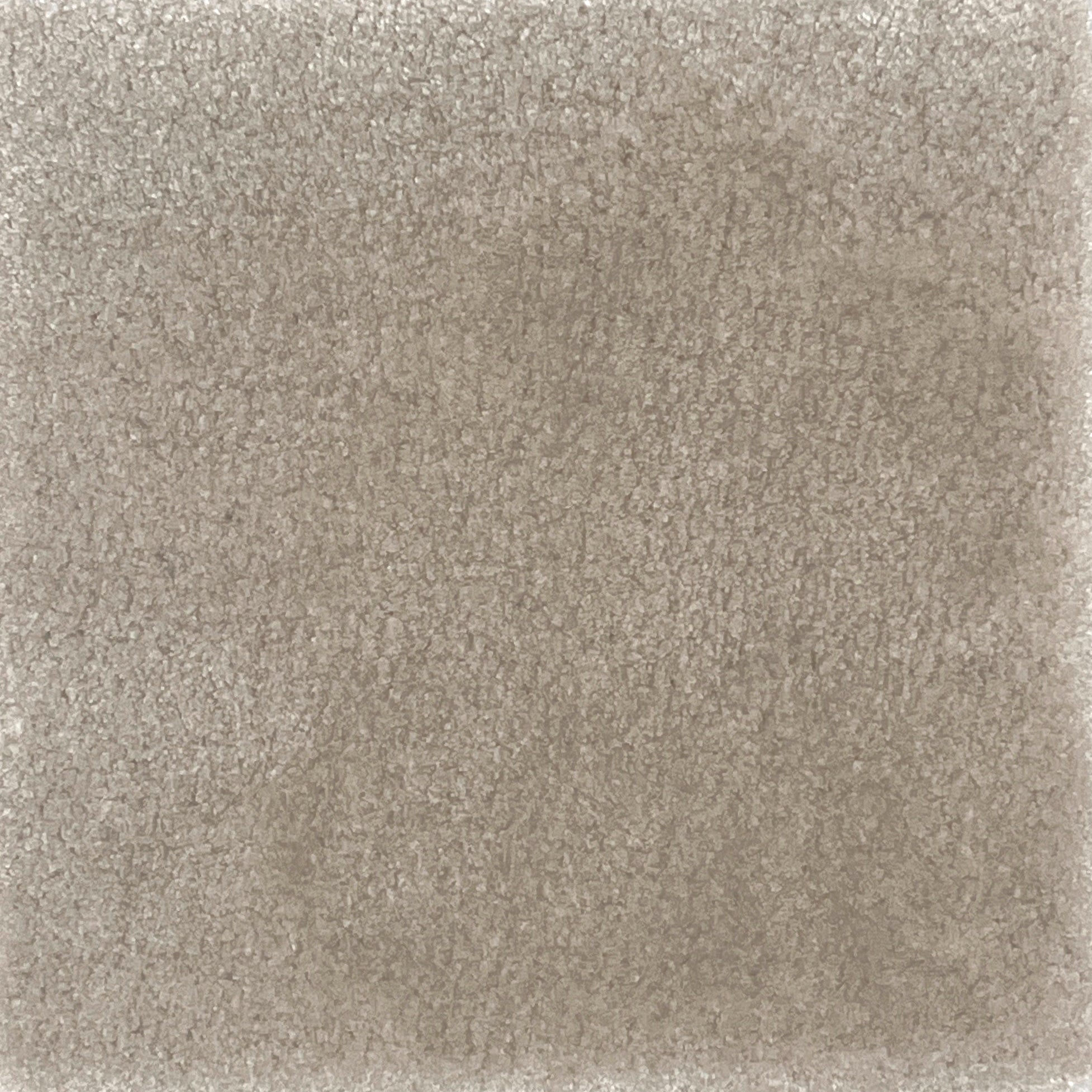 Close up of a handtufted rug in solid cut pile in taupe. 