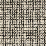 Broadloom carpet in a textural checkered pattern in ivory and strie black. 