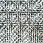 Detail of fabric in a floral grid print in white on a dark brown field.