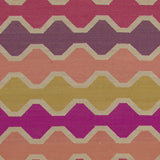 Flatweave rug with zigzag pattern in pink, orange, purple and yellow 