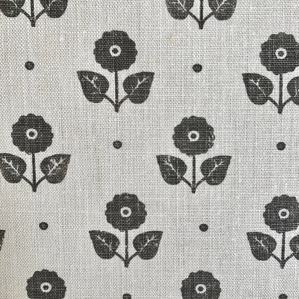 Pattern of black flowers on a textured gray background