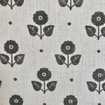 Pattern of black flowers on a textured gray background