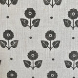 Pattern of black flowers on a textured gray background