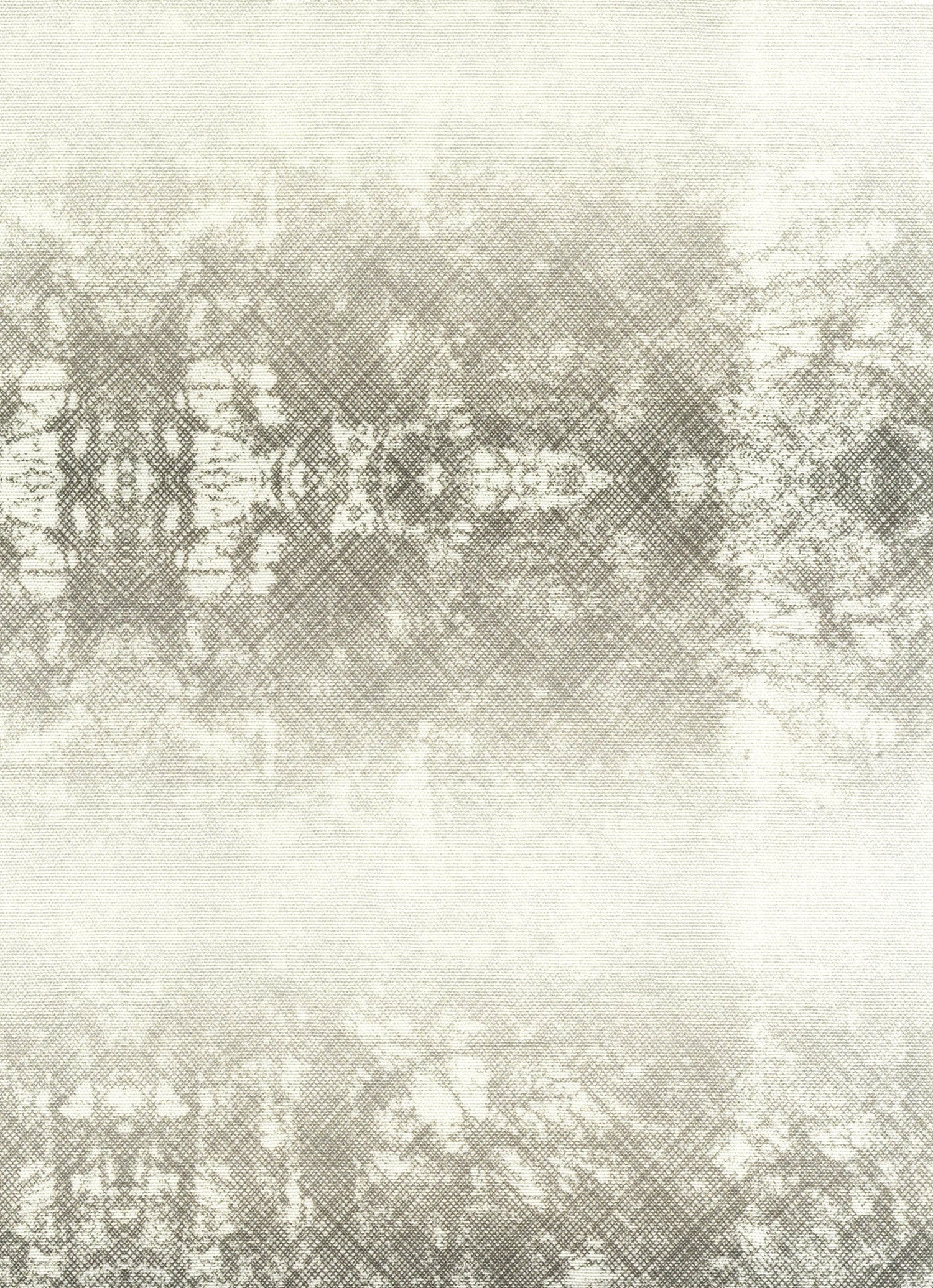 Detail of fabric in a textural ombré print in gray on a cream field.