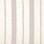 Detail of wallpaper in a small-scale botanical stripe print in purple on a cream field.