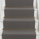 Diamond geometric flatweave runner in grey on white staircase