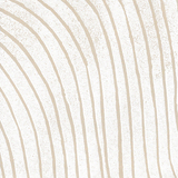 Detail of wallpaper in a curved linear print in cream on a mottled white field.