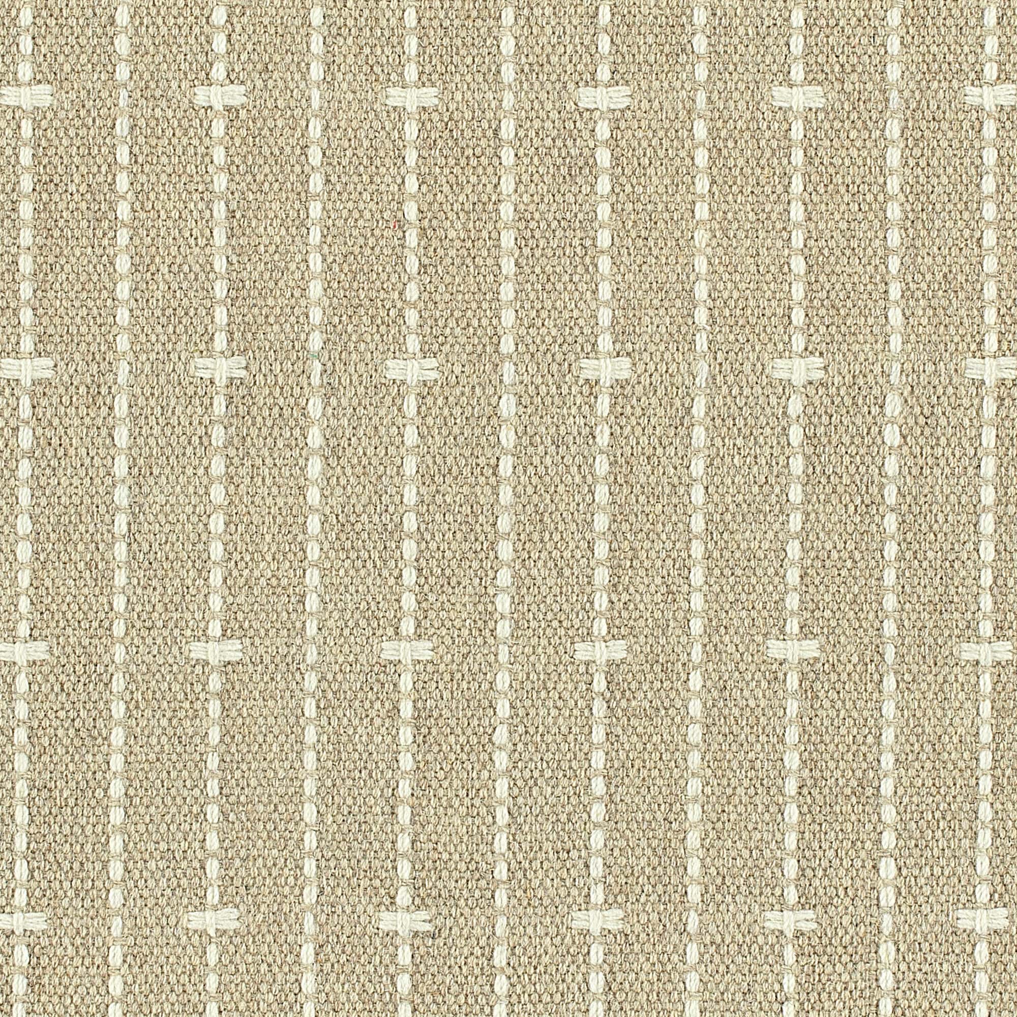 Broadloom carpet in ticking stripe in cream on tan ground. 