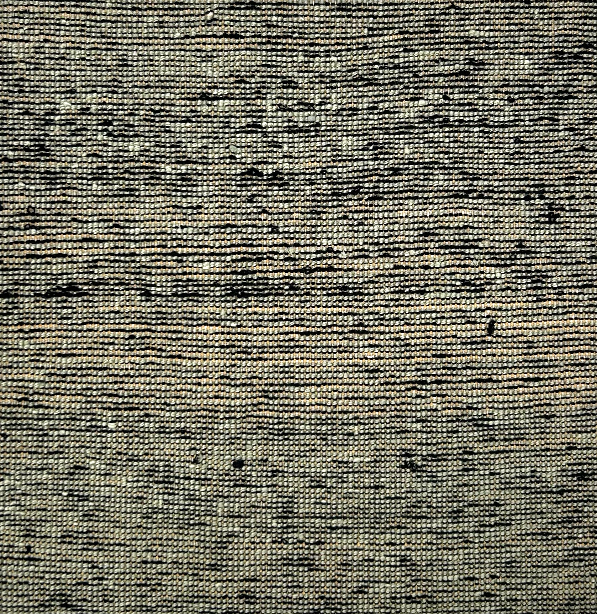 Textured flatweave carpet in black and aqua blue. 