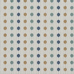 Patterned fabric with small geometric shapes in various colors on a neutral background