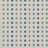 Patterned fabric with small geometric shapes in various colors on a neutral background