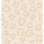 Detail of wallpaper in a playful cartoon "Pow" print in tan on a cream field.