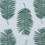 Palm print performance fabric in green on white. 