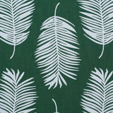 Palm print performance fabric in white on green. 