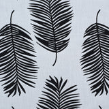 Palm print performance fabric in black on white. 