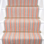 Striped flatweave runner in orange and grey