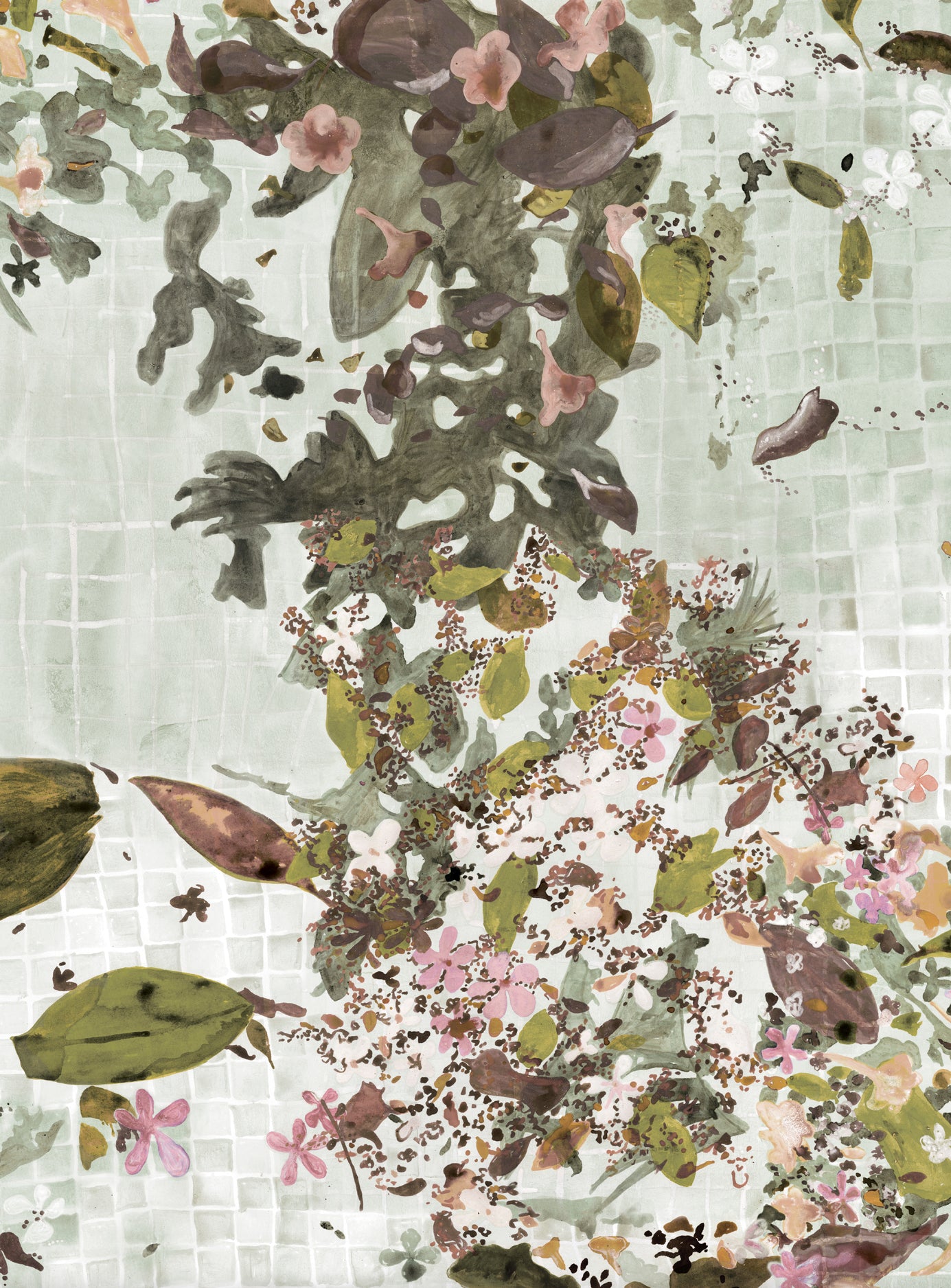 Floral and leaf pattern on a textured background