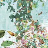 Colorful floral and leaf pattern on a textured background