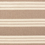 Broadloom carpet in a wide stripe in camel brown and cream with camel brown accent stripes. 