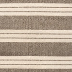 Broadloom carpet in a wide stripe in grey and cream with grey accent stripes. 