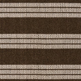 Broadloom carpet in a wide stripe in dark brown and cream with dark brown accent stripes. 