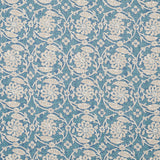Patterned fabric with floral & vine design on a  blue background