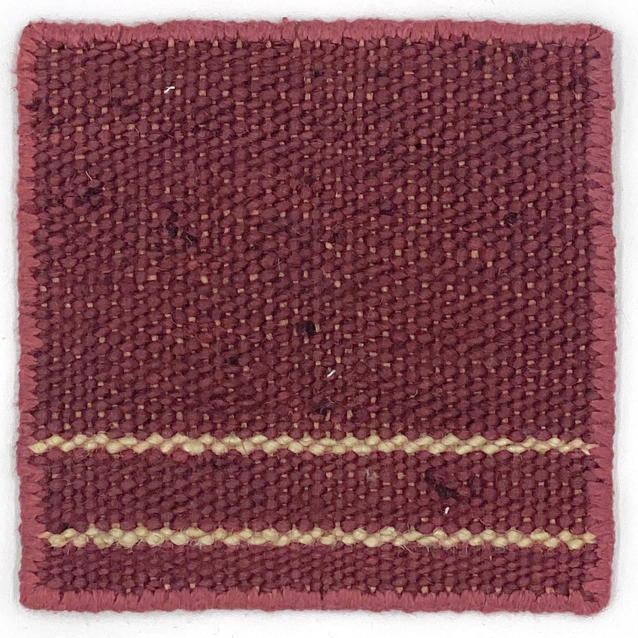 Flatweave dhurrie sample in red with cream stripes